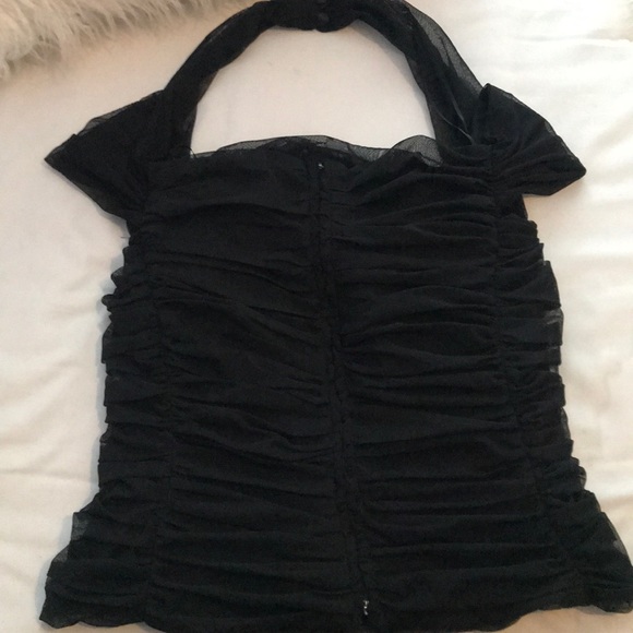 🖤 JS COLLECTION Black Rushed Top - Picture 4 of 6